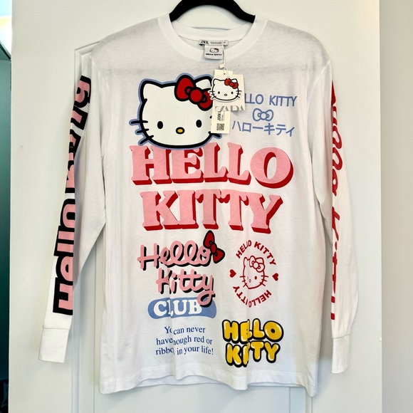 Zara Tops - *NEW RARE* ZARA HELLO KITTY JAPAN GRAPHIC LONG SLEEVE TEE SMALL